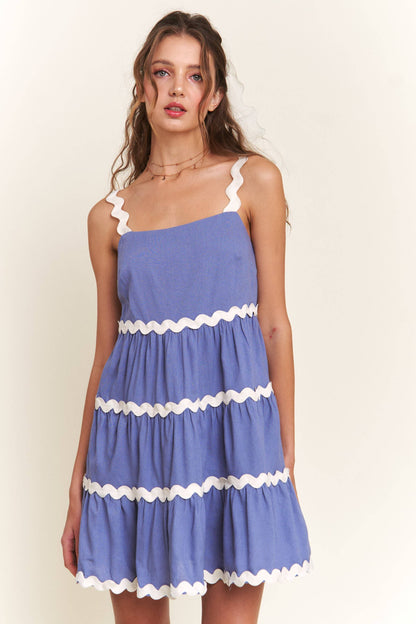 Blue Contrast Mini Dress
