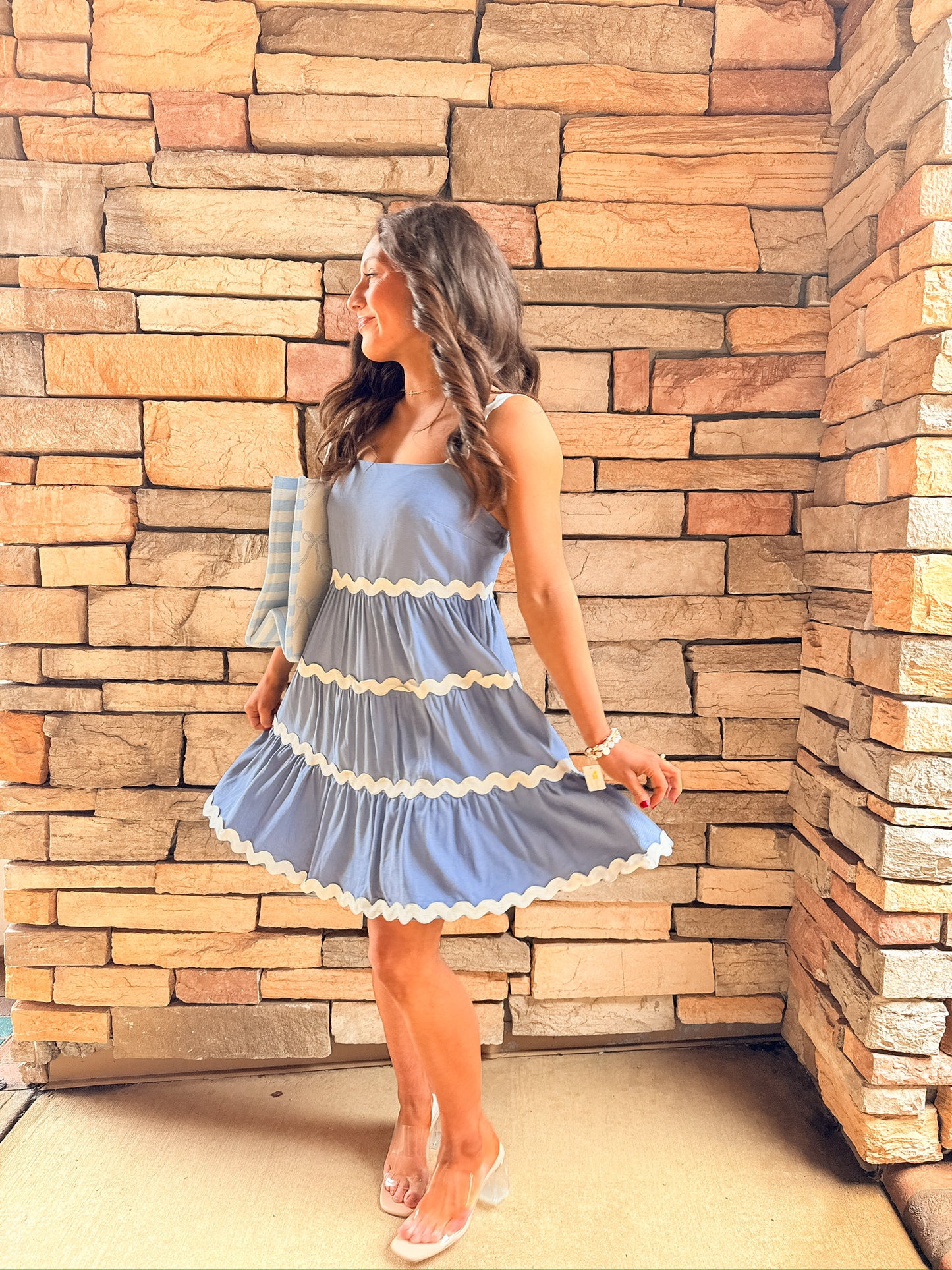 Blue Contrast Mini Dress