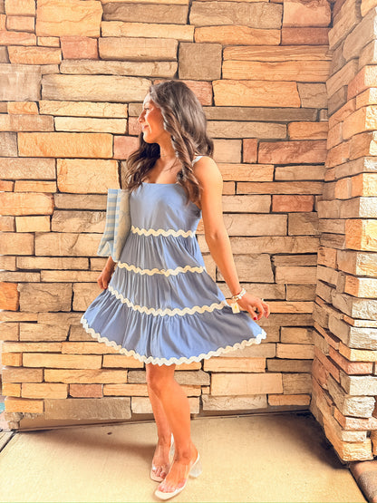 Blue Contrast Mini Dress