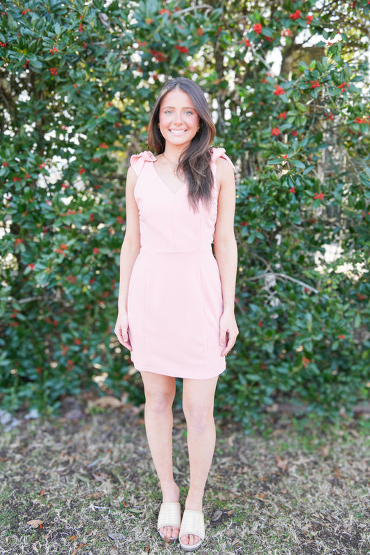 Apricot Tie Shoulder Mini Dress