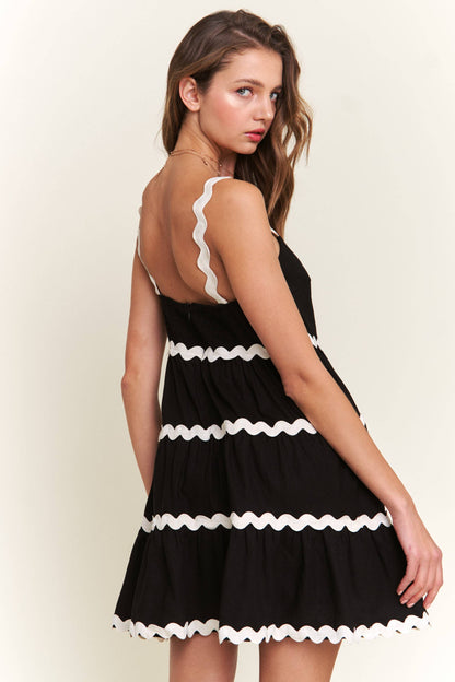 Black Contrast Mini Dress