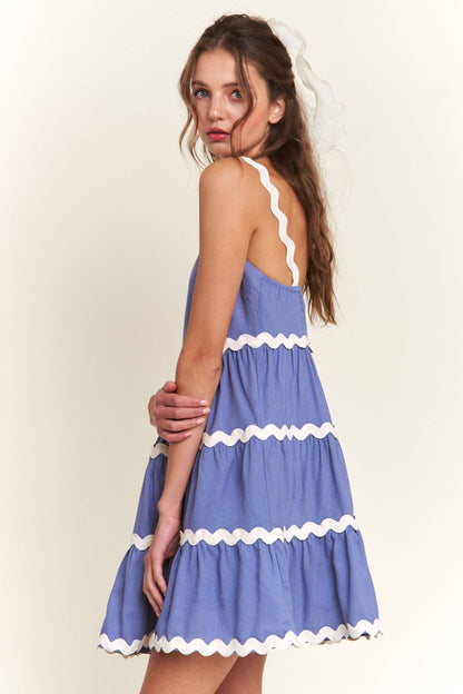Blue Contrast Mini Dress