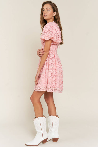 Babydoll Pink Floral Mini Dress