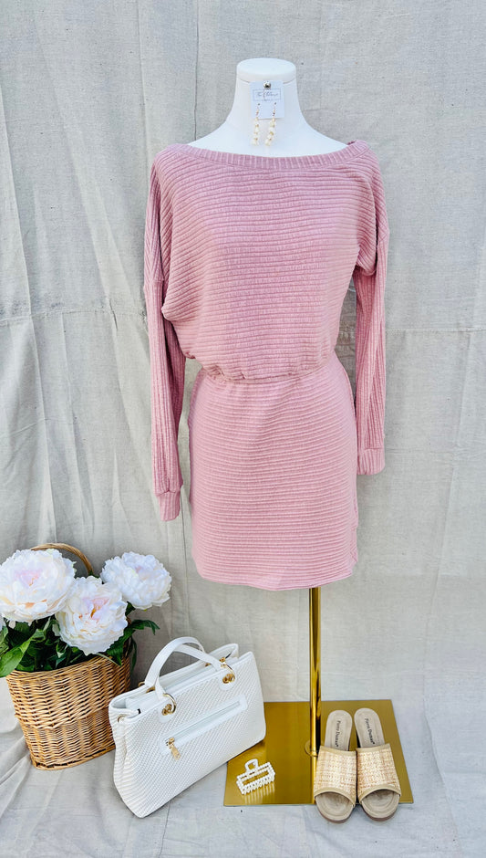 Marvelous Mauve Off Shoulder Dress