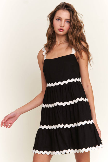 Black Contrast Mini Dress
