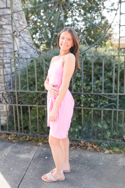 Poly Linen One Shoulder Wrap Dress