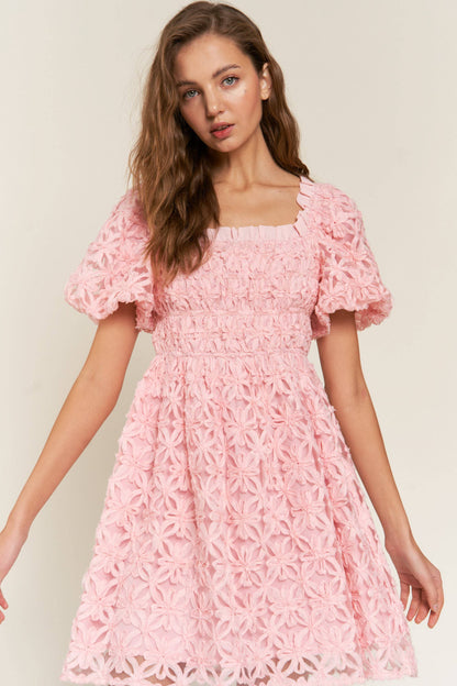 Babydoll Pink Floral Mini Dress