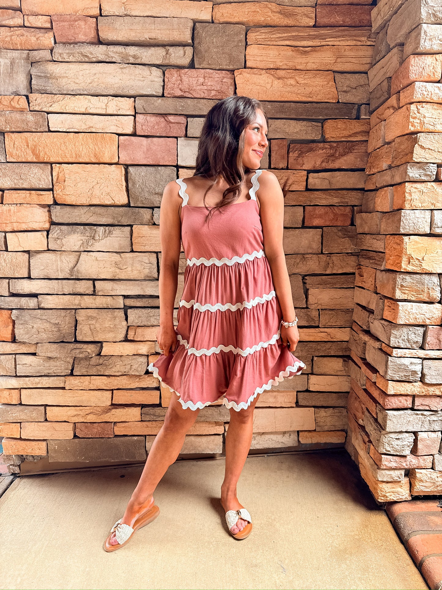 Apricot Contrast Mini Dress