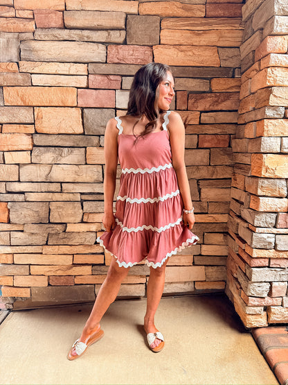 Apricot Contrast Mini Dress