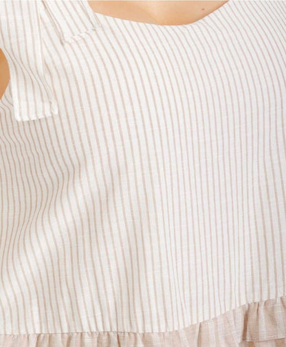 Tiered Color-block Striped Dress