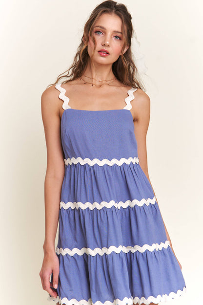 Blue Contrast Mini Dress