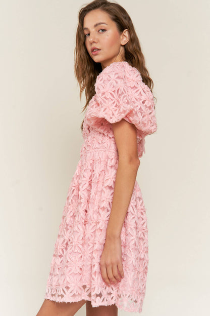 Babydoll Pink Floral Mini Dress