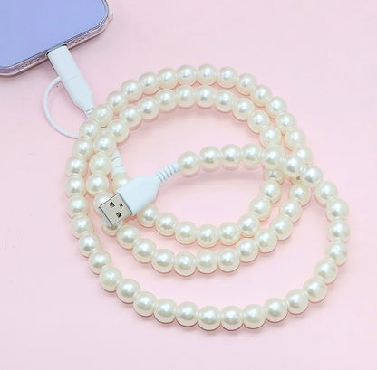 Pearl & Multi Color Bead Fast Charging Cable