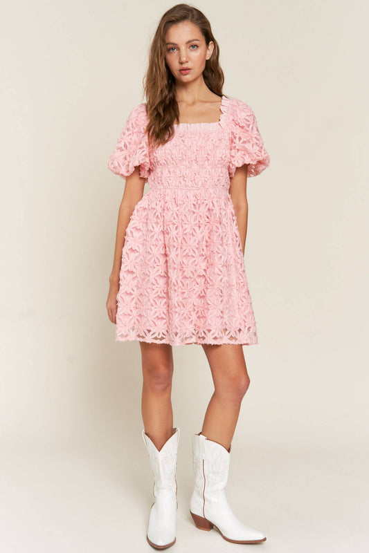 Babydoll Pink Floral Mini Dress