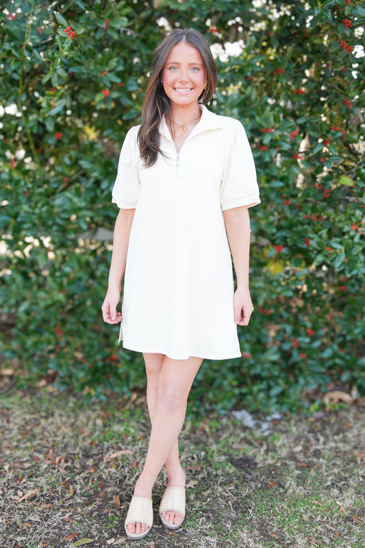 Zoey Zipper Collared Shirt Dress
