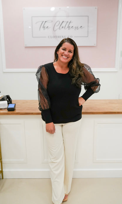 "Sexy In Sheer Sleeves" Top