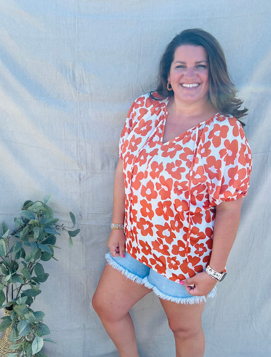 Burnt Orange Floral Top