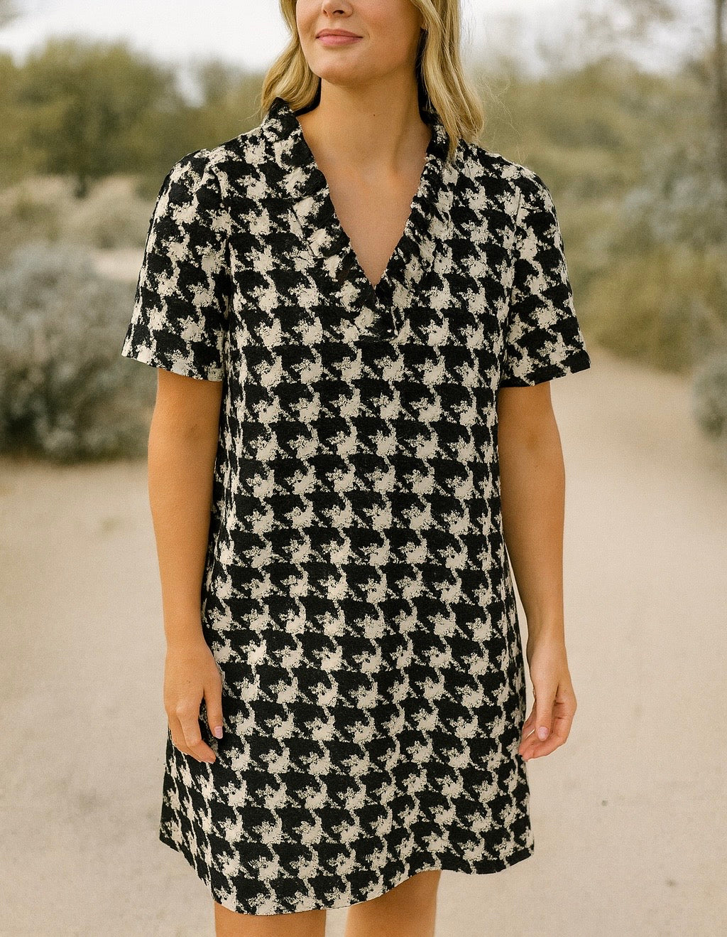 Hayden Houndstooth Shift Dress