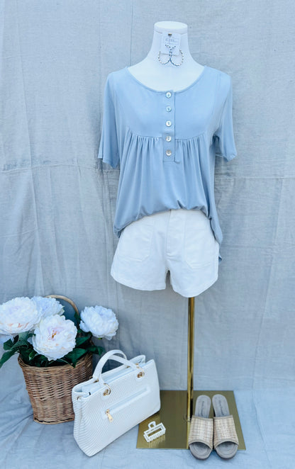 Short Sleeve Dolphin Hem Top