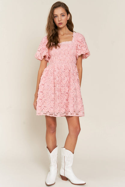 Babydoll Pink Floral Mini Dress