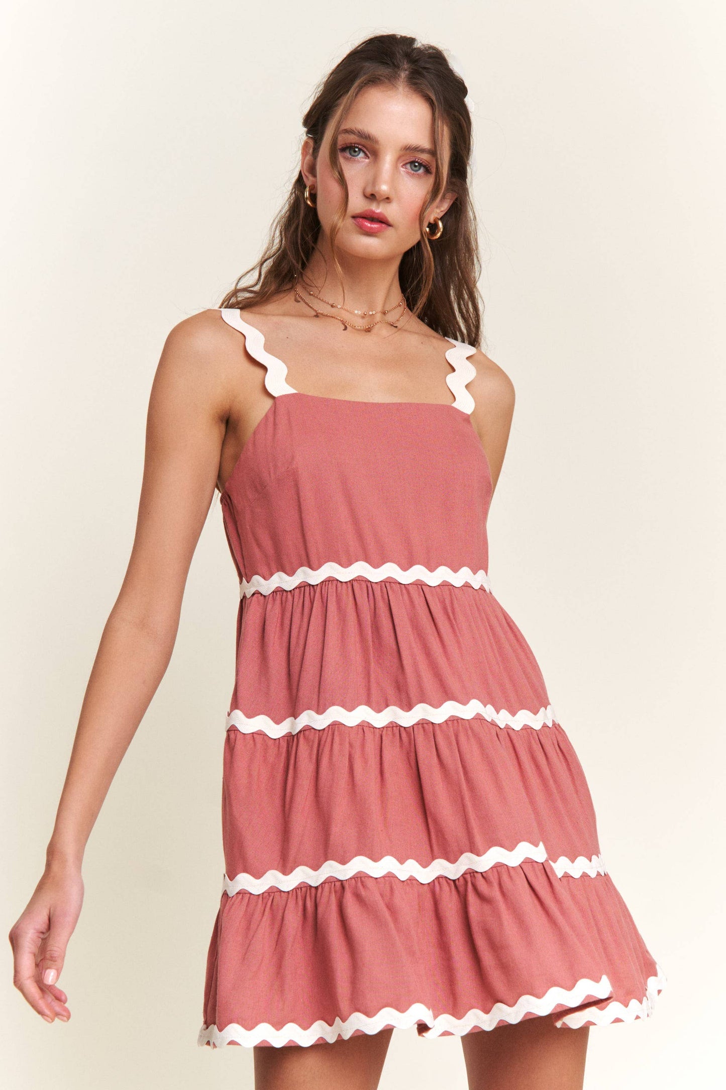 Apricot Contrast Mini Dress