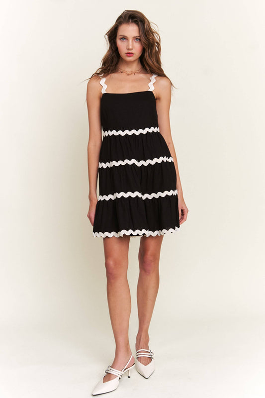 Black Contrast Mini Dress
