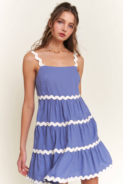 Blue Contrast Mini Dress