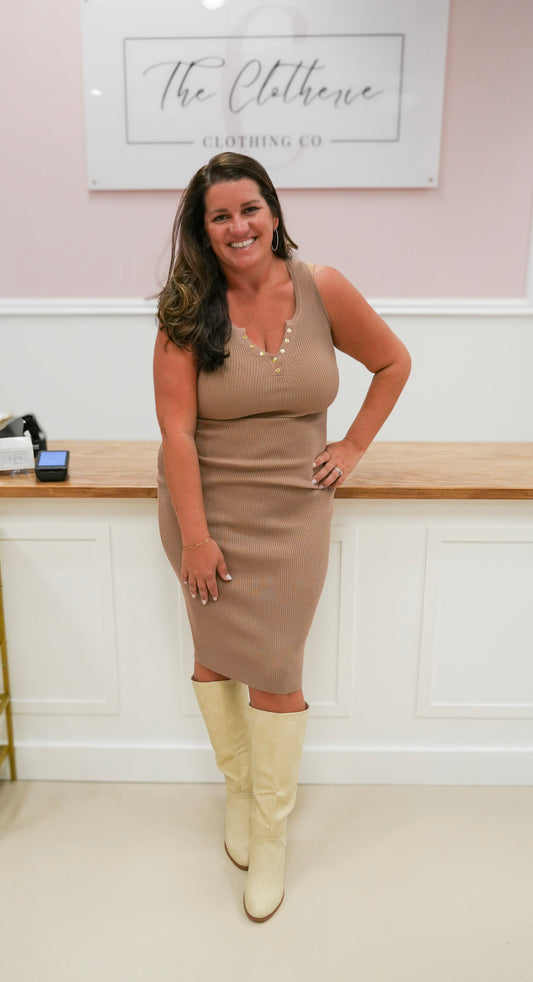 Henley Sweater Midi Dress