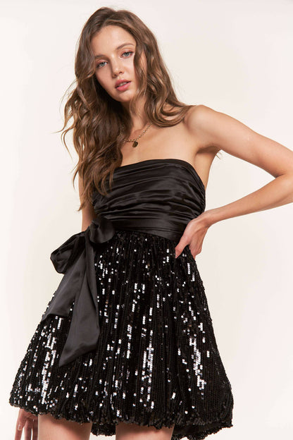The Black Sequin Mini Dress