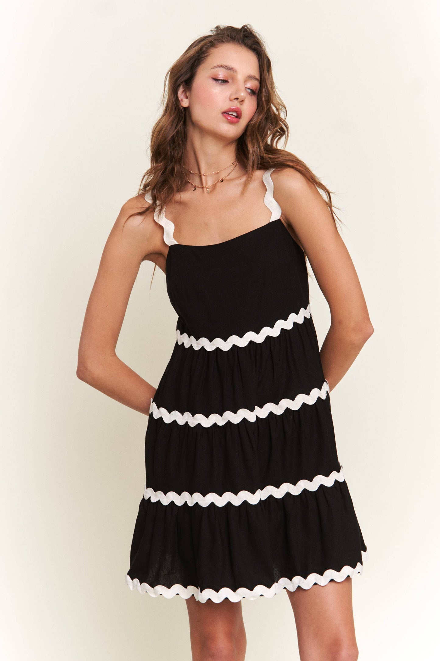 Black Contrast Mini Dress
