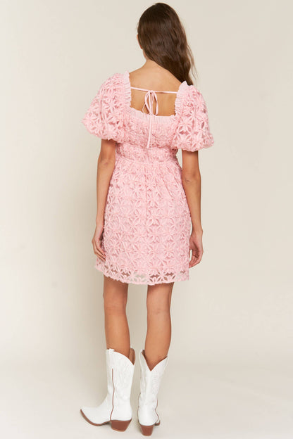Babydoll Pink Floral Mini Dress
