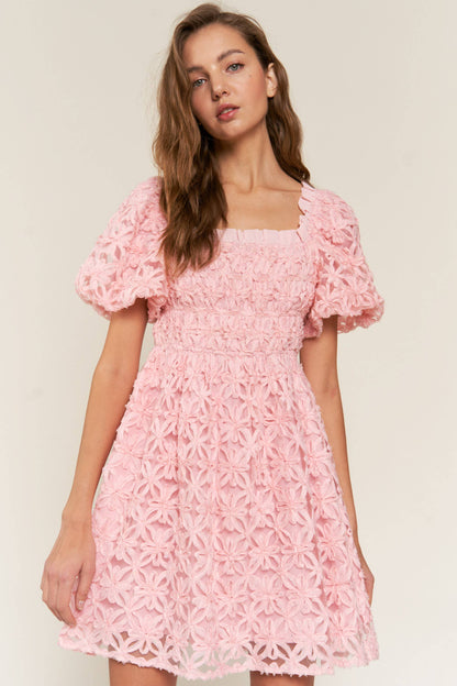 Babydoll Pink Floral Mini Dress