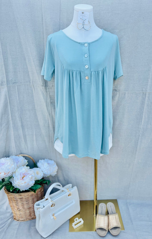 Short Sleeve Dolphin Hem Top