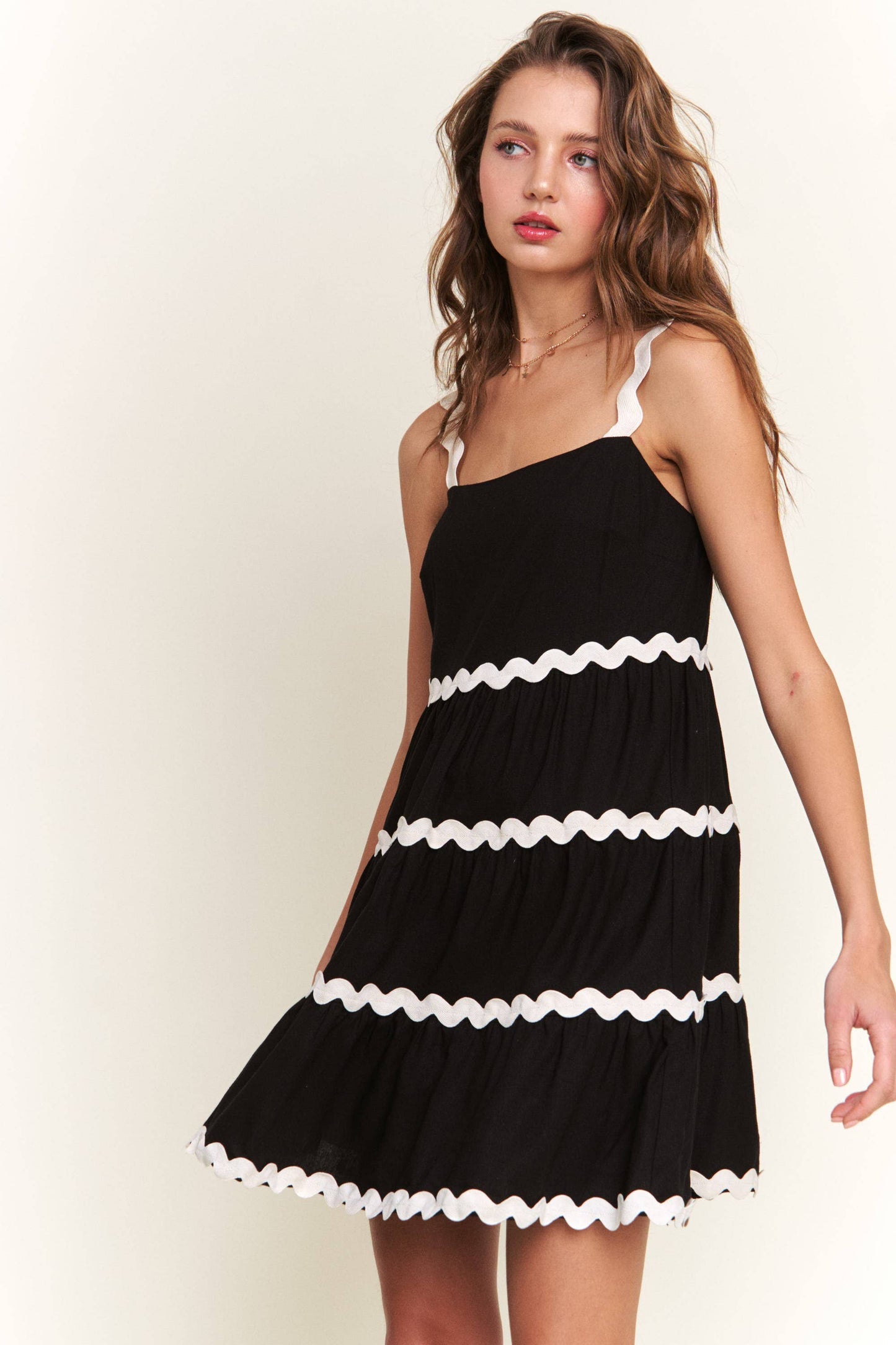 Black Contrast Mini Dress