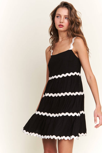 Black Contrast Mini Dress