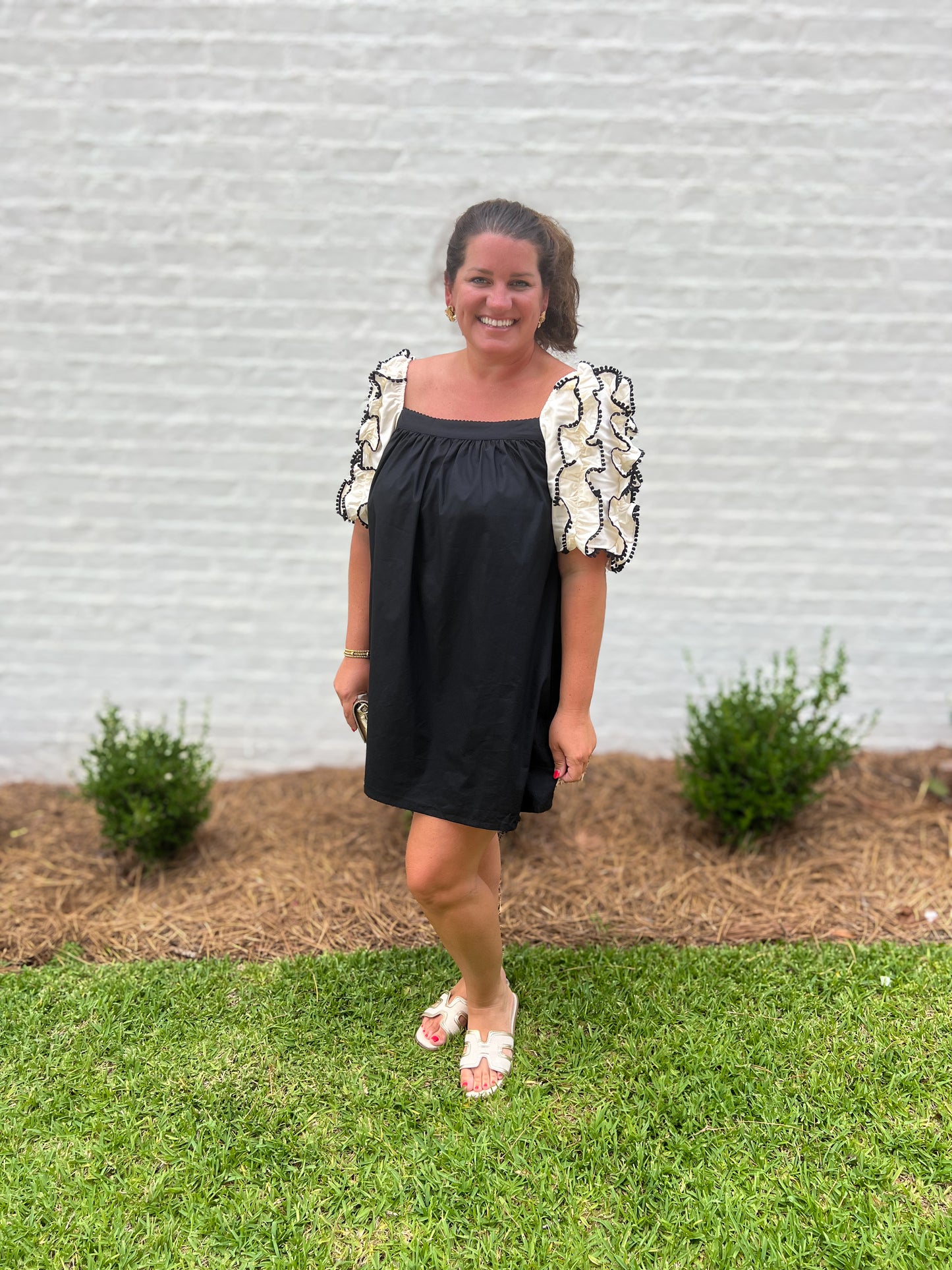 Rouched Ruffle Mini Dress