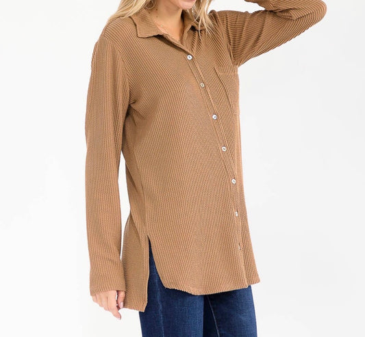 Bella’s Button-Up Ribbed Top