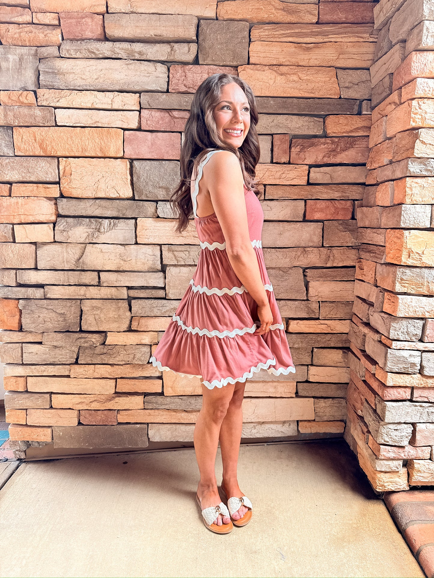 Apricot Contrast Mini Dress