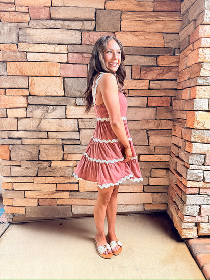 Apricot Contrast Mini Dress