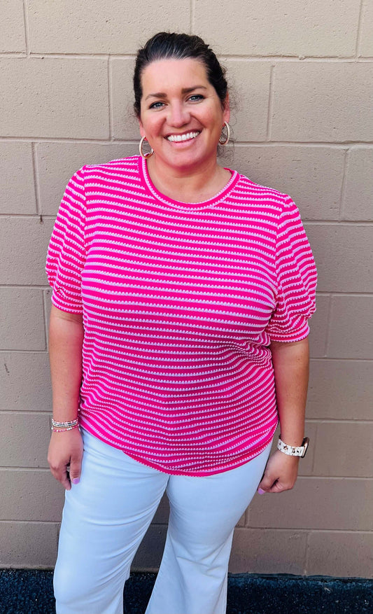 Precious In Pink Striped Top