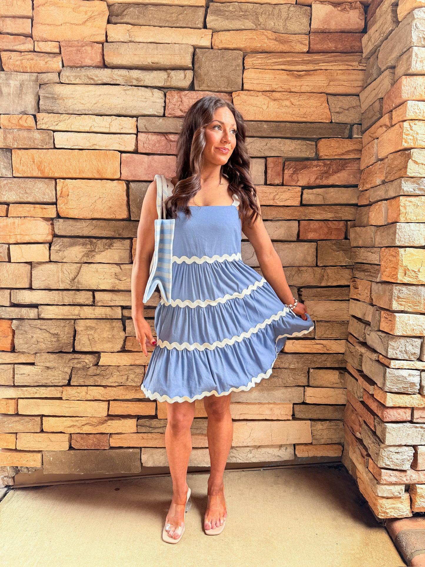 Blue Contrast Mini Dress
