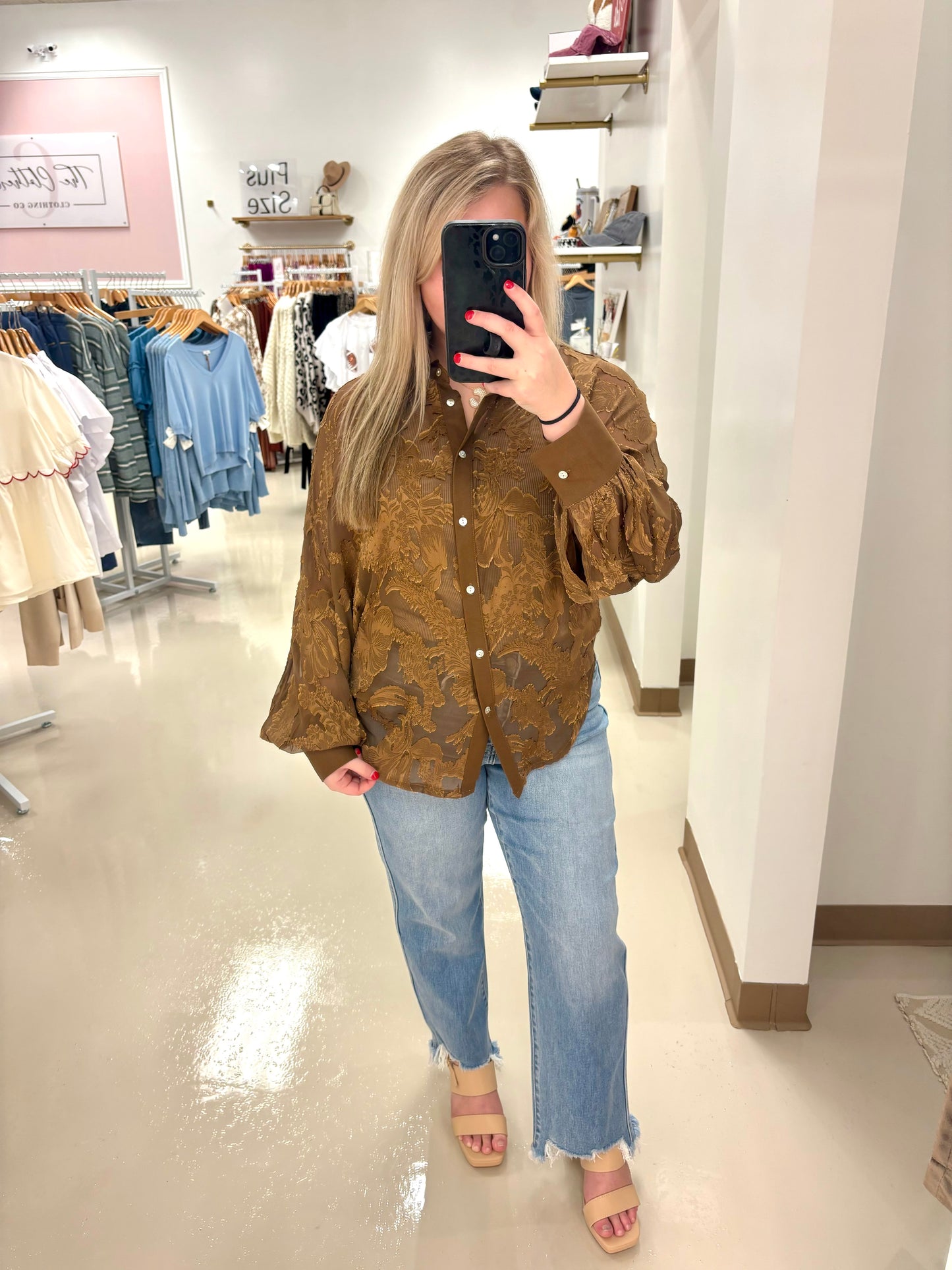 Fancy Floral Button Up Blouse