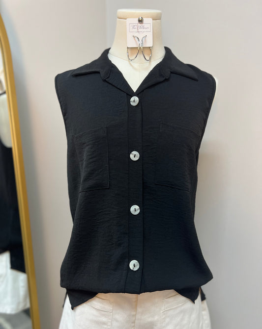 Let's Talk Basics Black Sleeveless Blouse