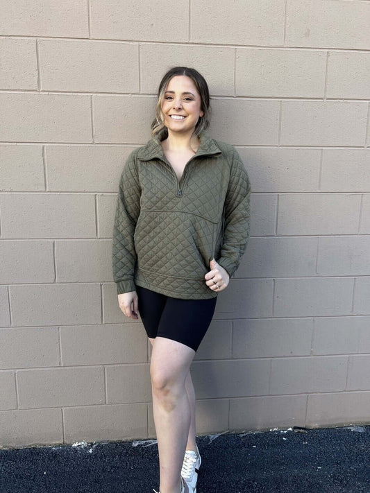 Cozy Quilted Jersey Pullover - Ivy Green