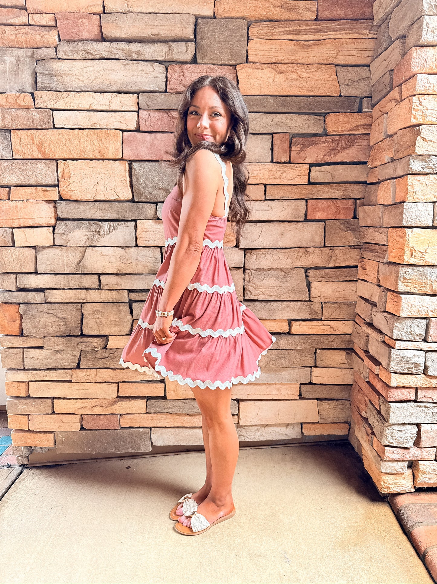 Apricot Contrast Mini Dress