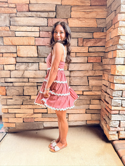 Apricot Contrast Mini Dress