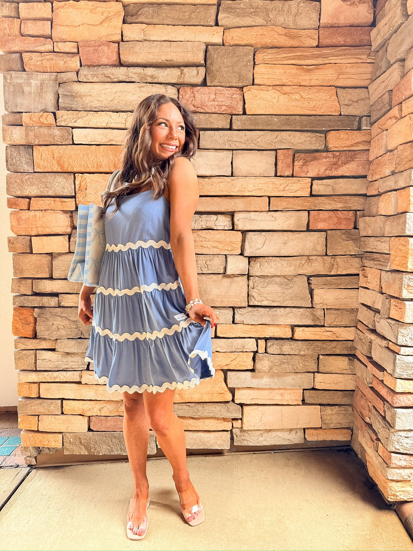 Blue Contrast Mini Dress