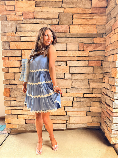 Blue Contrast Mini Dress