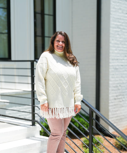 Tied Fringe Sweater
