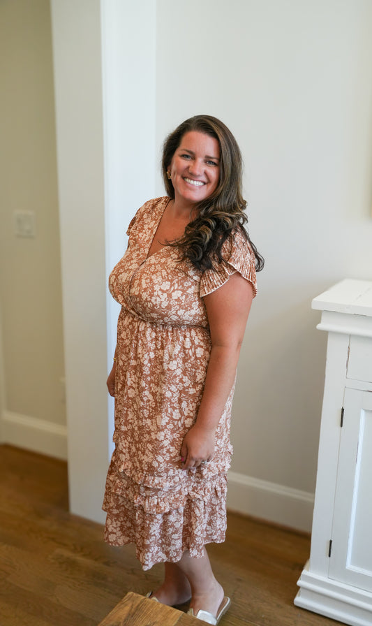 V Neck Floral Dress